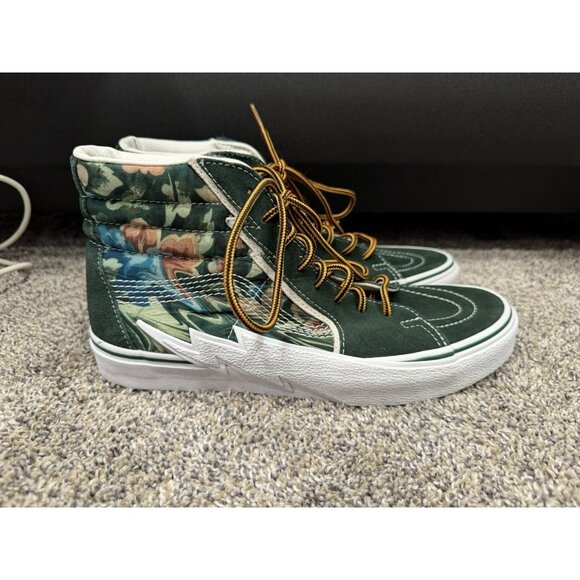 Vans Sk8-Hi Bolt Liquify Avocado Green White Canvas Suede shoes Size 9.5 EUC - Picture 1 of 6